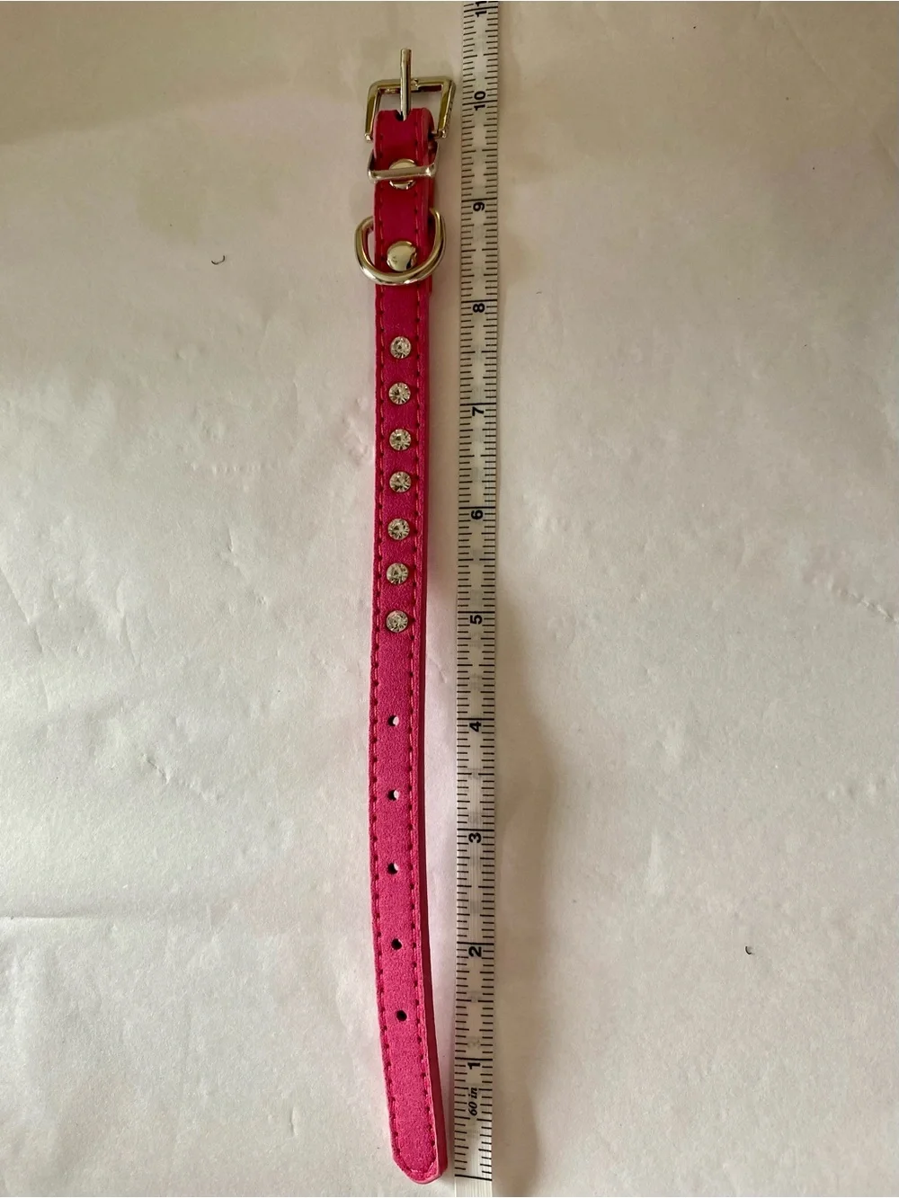 10” Rhinestone Dog  Collar in Deep Pink - XXS